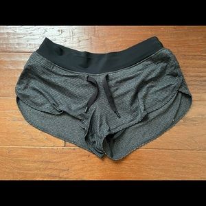 Lululemon dark gray pinstripe shorts with liner